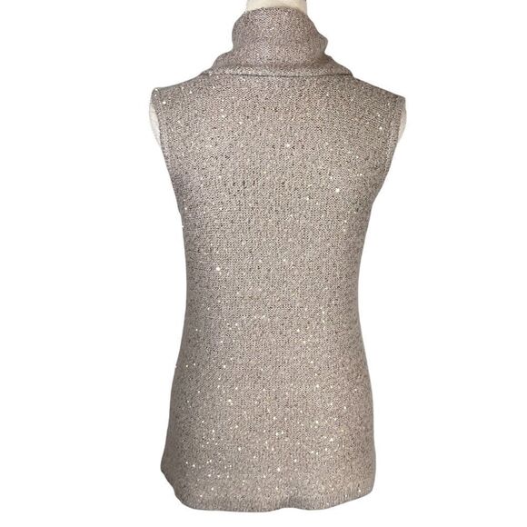 Preston and York beige sleeveless sweater top with embedded sequins, size med - Picture 2 of 5